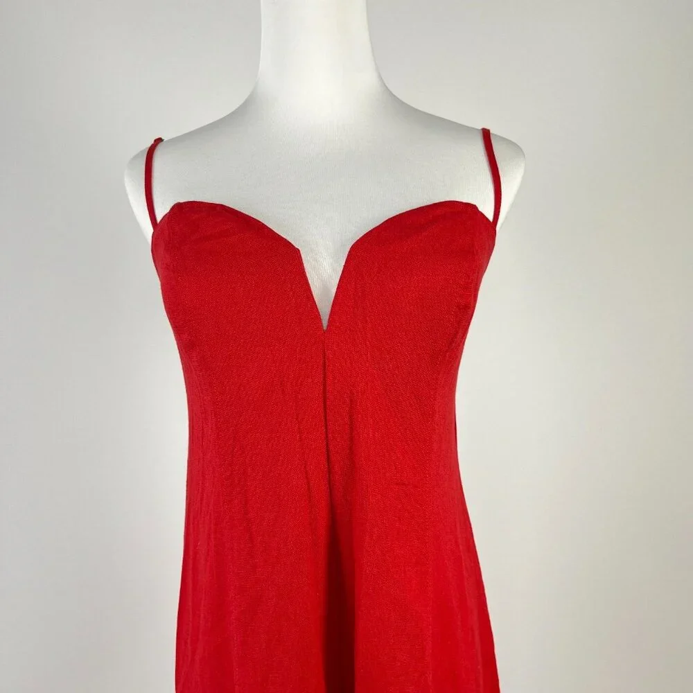 NWOT Farm Rio Linen Blend Sleeveless Halter Wide Leg Jumpsuit Sz XL Red - Picture 3 of 13